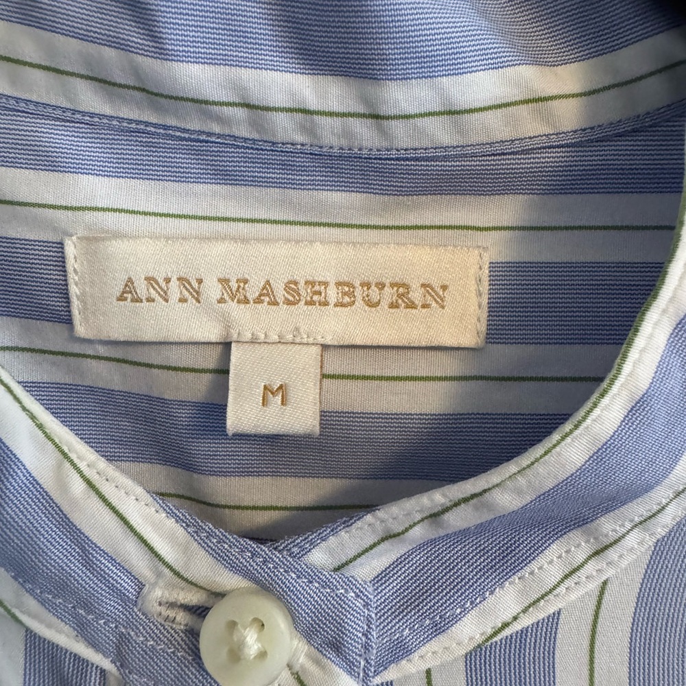 ANN MASHBURN Blue and White Striped Casual Shirt - Picture 2 of 6